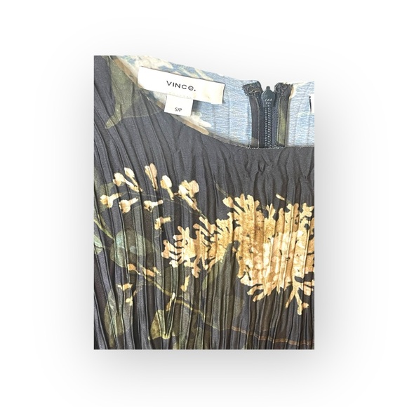 Vince ❀ Lilac Floral Micro Pleated Midi Dress ❀ Coastal Blue Floral Print ❀ Sml - Picture 14 of 16